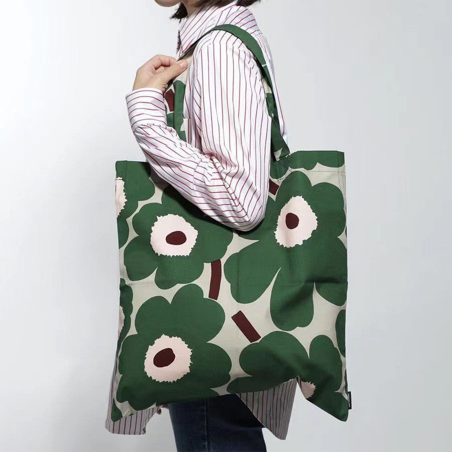 Nuweii Women's Canvas Tote Bag  Large Eco-Friendly Shoulder Bag Finnish Floral Print Shopping Bag