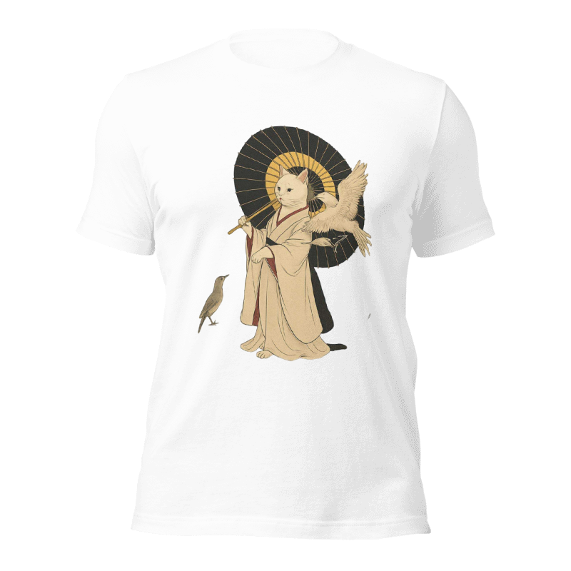 Nuweii Hand-drawn Print Cartoon Chic Short Sleeve Floral Round Neck T-shirt